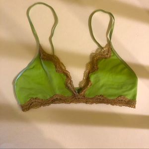 Green lace trim bralette